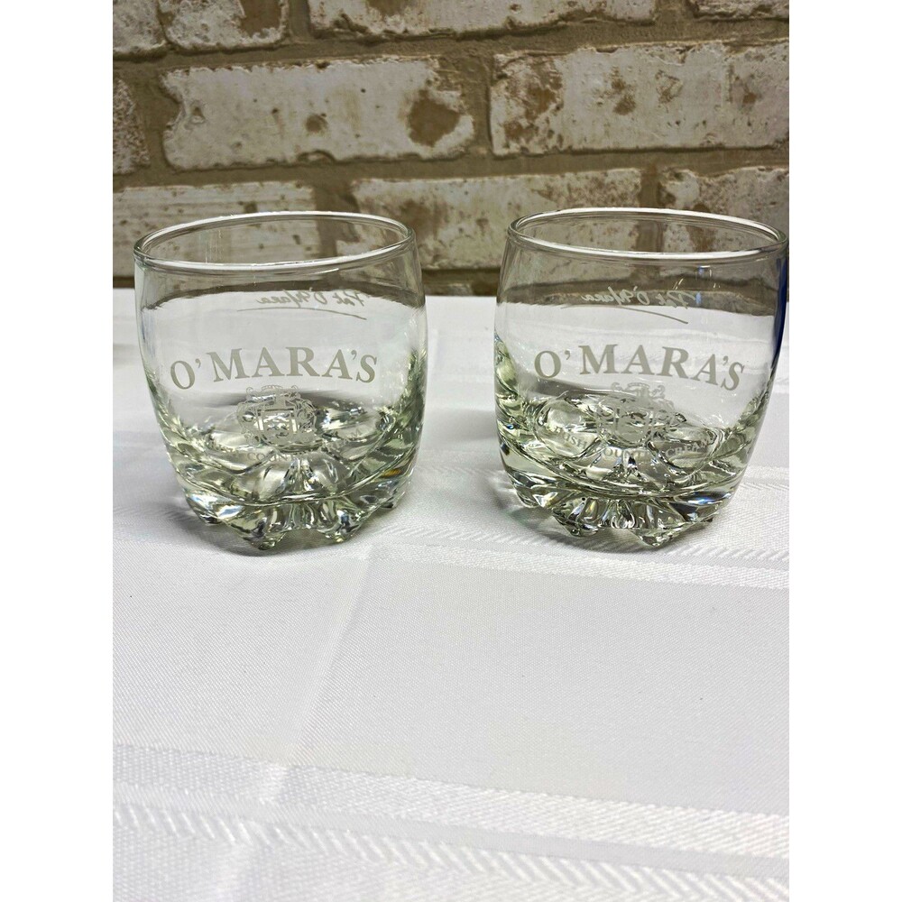 Vintage O'Mara's Irish Country Cream Whiskey Rocks Glasses Set of 2